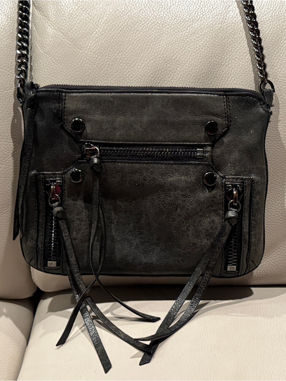 Botkier Distressed Leather Crossbody with Chain Strap
